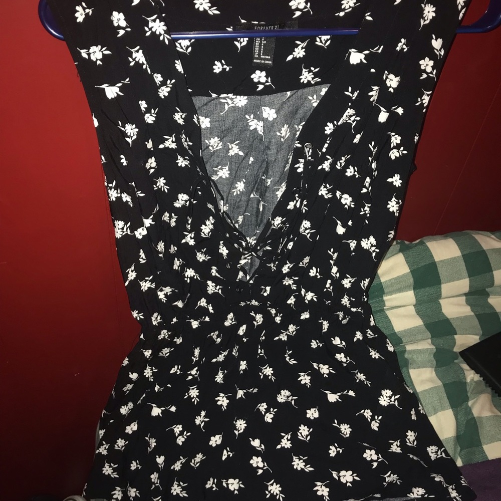 Black floral romper